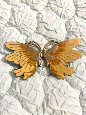 Vintage Enamel Butterfly Belt Buckle